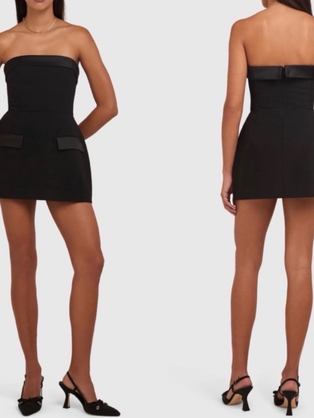 Amanda Uprichard Black Strapless Mini Dress / jumpsuit with Pocket Tabs